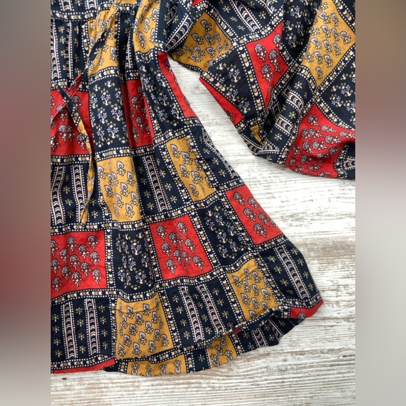 Anthropologie Sunner Patchwork 70s Boho Peasant Blouse  100% Cotton Small GUC - Picture 2 of 8